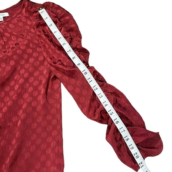 Max Studio Polka Dot Shimmer Ruched Sleeve Blouse sz S - Picture 9 of 12